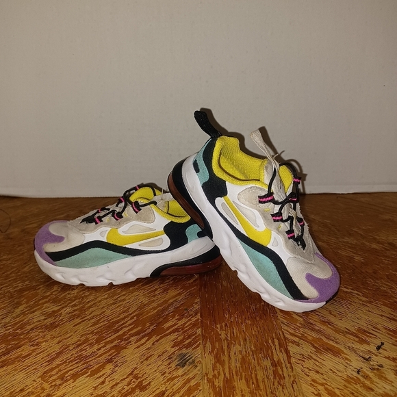 Nike Air Max 270 React Bright Violet CD2654-101 Toddler Baby 7C Yellow Black. Us - Picture 1 of 9